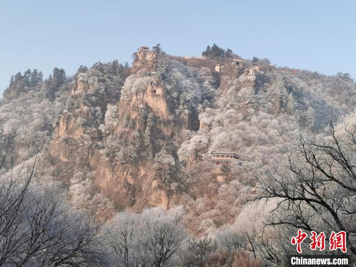 圖為崆峒山霧凇景色?！⌒煺袢A 攝