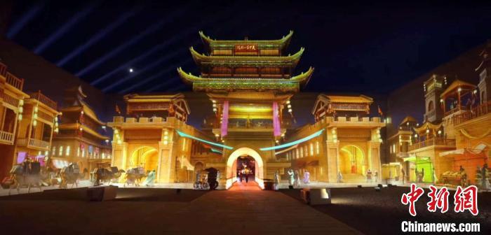2024年7月15日，甘肅嘉峪關(guān)開啟“夜游”模式。圖為夜游燈光劇《天下嘉峪關(guān)》光影效果。(甘肅嘉峪關(guān)關(guān)城景區(qū)供圖)